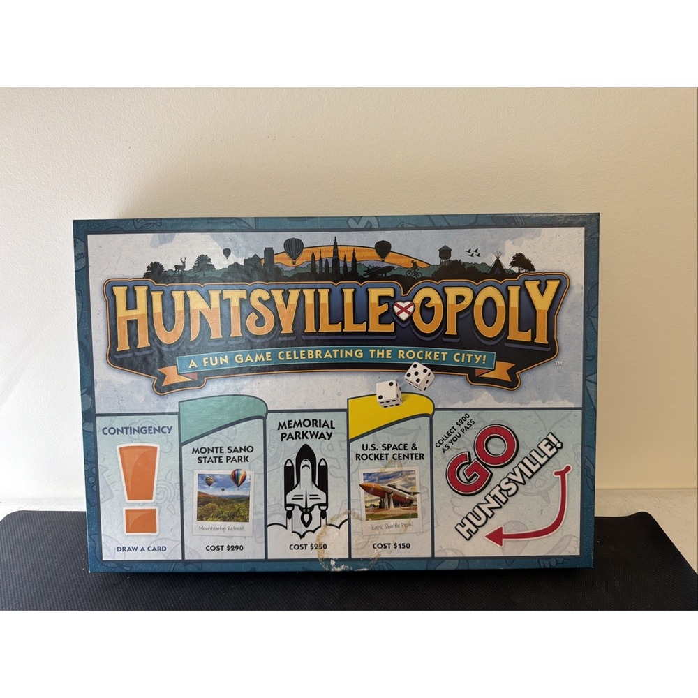 Huntsville-Opoly Board Game Late for the Sky Rocket City Alabama Strategy NEW